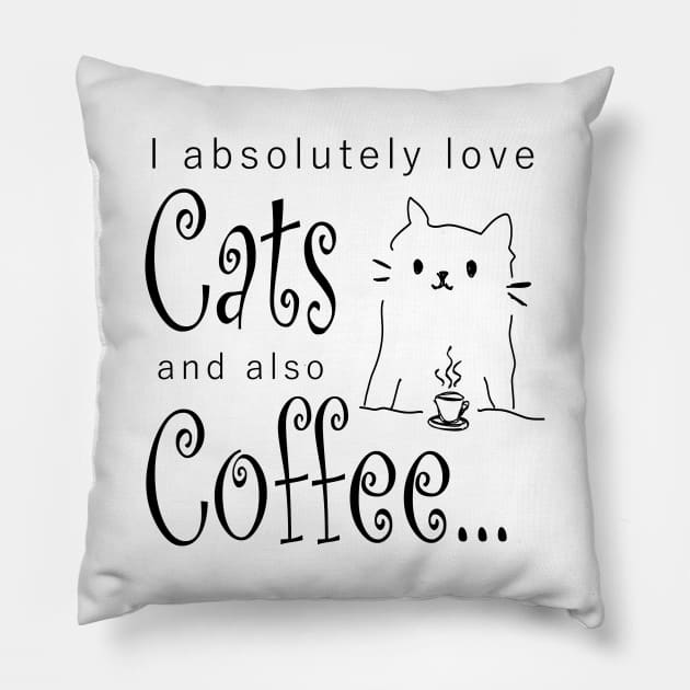 Coffee Cats Love Quote Cute Comic Monday Morning Caffeine Gift Cat Lover Present Birthday Pillow by Kibo2020