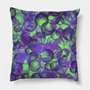 Purple Bubbles with Lime Green Abstract Pillow