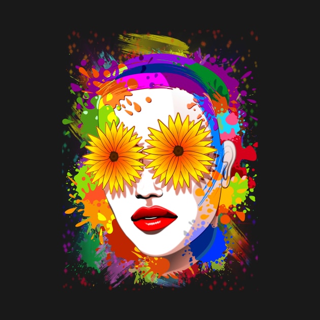 Girl Summer Flowers Eyes by BluedarkArt