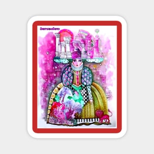 Miss Jerusalem Abstract Colorful City Print Magnet