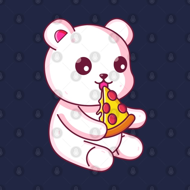 Cute polar bear eating pizza by Ardhsells