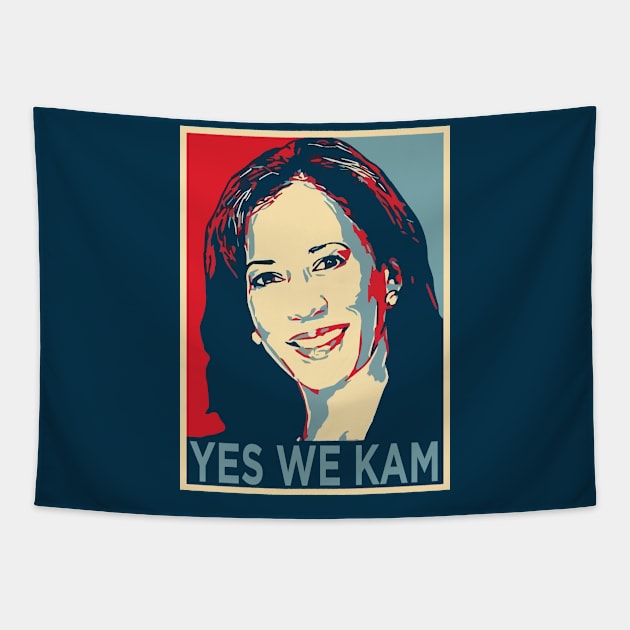 Yes We Kam | Kamala Harris Poster | Biden Harris 2024 Tapestry by BlueWaveTshirts