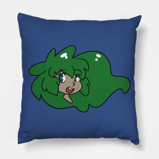 Green Haired Girl Face Pillow