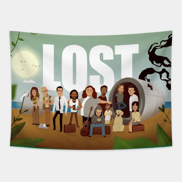 Lost Characters Tapestry by rafaelkoff