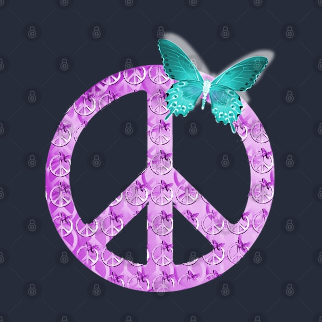 Pastel purple Peace Sign with Turquoise Butterfly by PlanetMonkey