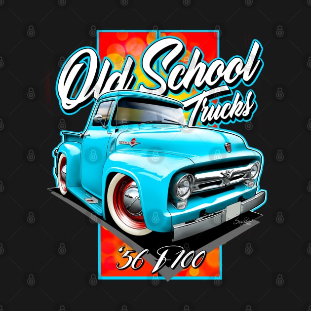 Cartooned 1956 Ford F100 Truck by stefansautoart