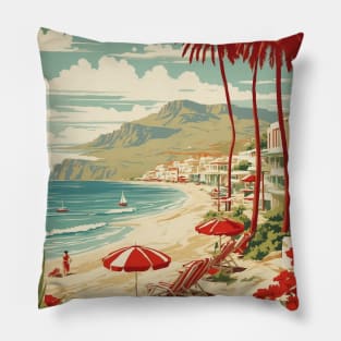 Simos Beach Greece Tourism Vintage Travel Poster Pillow