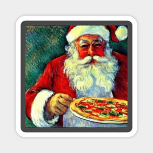 Santa is hungry for more pizza Magnet