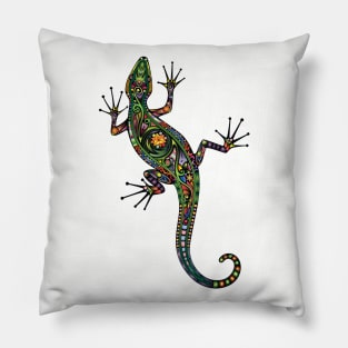 A vivid colourful climbing gecko / lizard Pillow