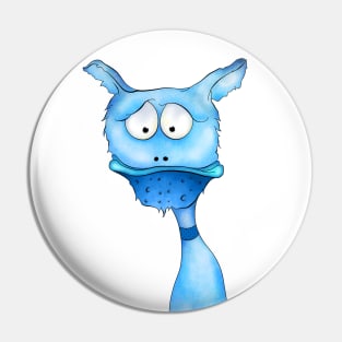 Sad Blue Monster Pin