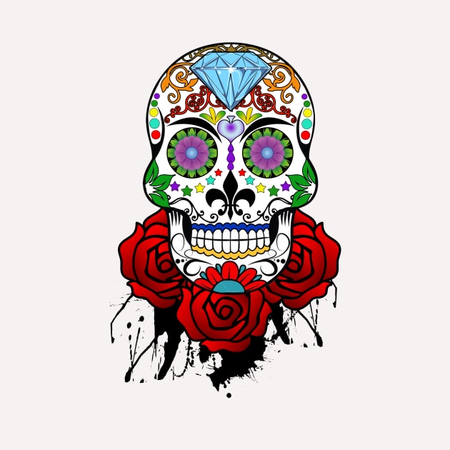 Sugar Skull and Roses by ckandrus