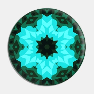 Retro Mandala Flower Blue and Green Pin