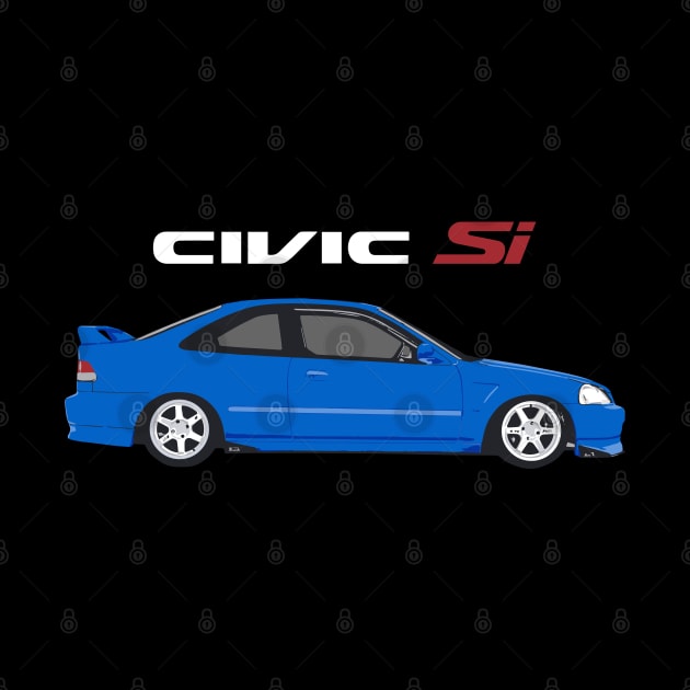 Civic Si Electron Blue COupe VOLK TE37 by cowtown_cowboy