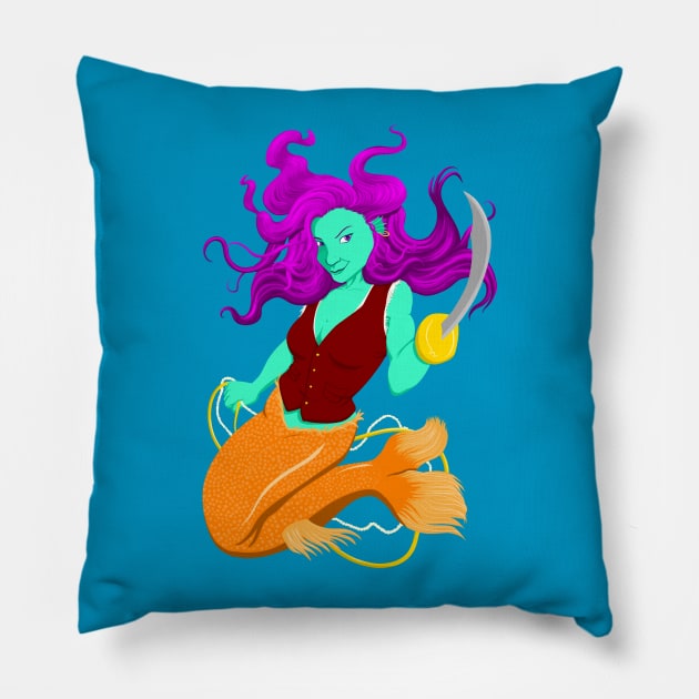 Anne the Pirate Mermaid Pillow by StineBrunson