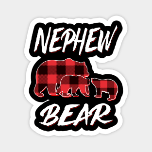 Nephew Bear Red Plaid Christmas Pajama Matching Family Gift Magnet