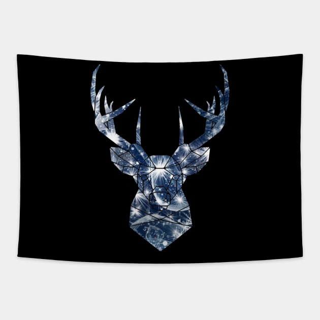 Blue Christmas Stag Tapestry by TigsArts