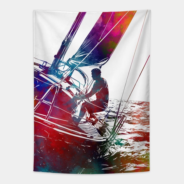Yacht racing sport art #yachting Tapestry by JBJart