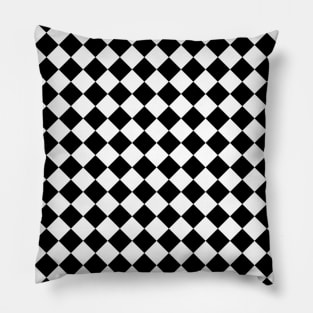 Classic Black and White Large Diamond Checker Board Pattern Pillow