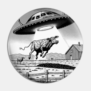 UFO Abducting a Farm Cow Pin