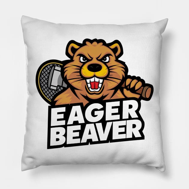 Angry Eager Beaver Pillow by Perspektiva