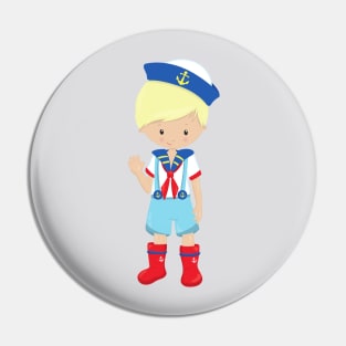 Boat Captain, Skipper, Blond Hair, Cute Boy Pin