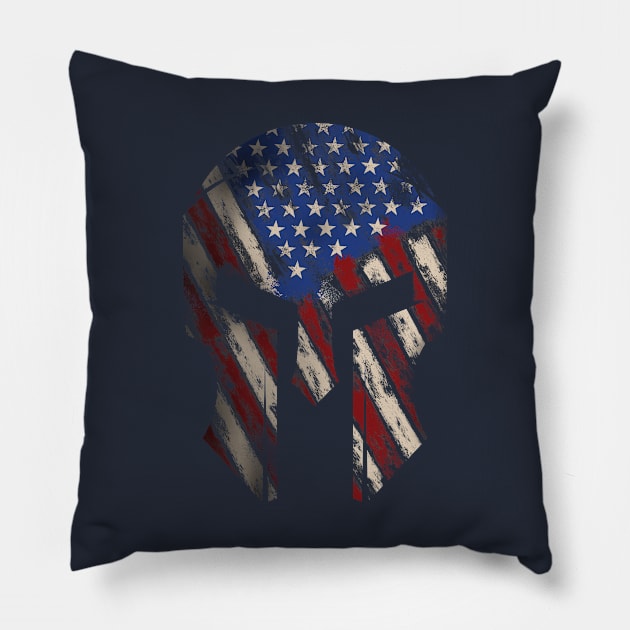 Patriotic Spartan helmet Pillow by Richardramirez82