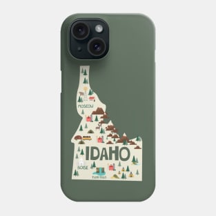 Idaho State USA Illustrated Map Phone Case