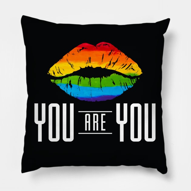 Gay Pride Kiss Rainbow LGBT Gay Lesbian Gift Pillow by Lomitasu