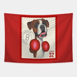 Funny Boxer Dog wearing cute Boxing Gloves Tapestry