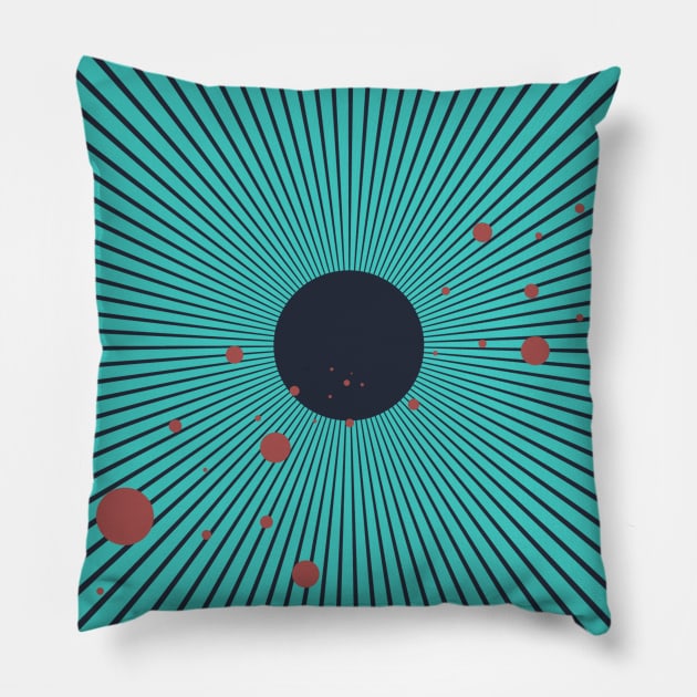 Geometric black hole line art design Pillow by Liam Warr