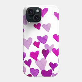 Valentine’s Day Watercolor Hearts – purple Phone Case