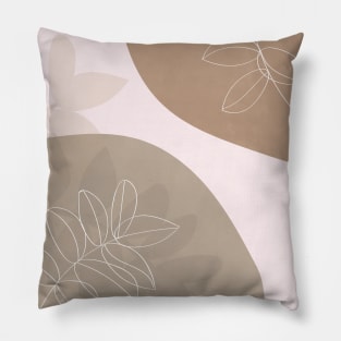 Neutral Abstract Shapes, Line Art Drawing, Scandi Artwork 3 Pillow