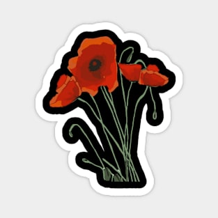 Pretty Red Poppies Artistic WIldflowers Magnet