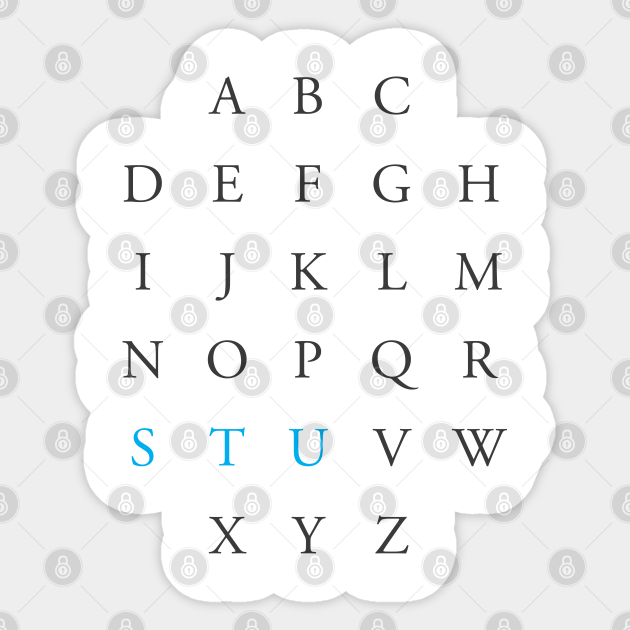 STU Alphabet Letters | Blue - Funny Gift - Sticker