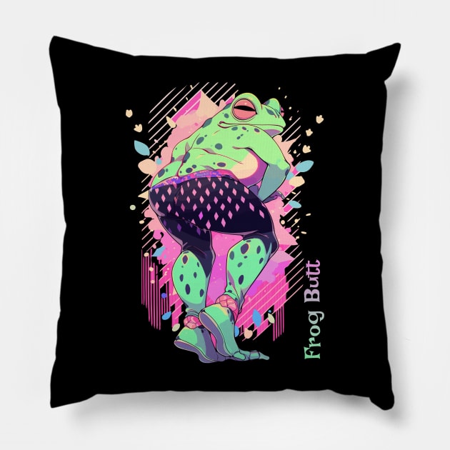 Frog Butt - Funny Animal Art Print Pillow by VectorAD