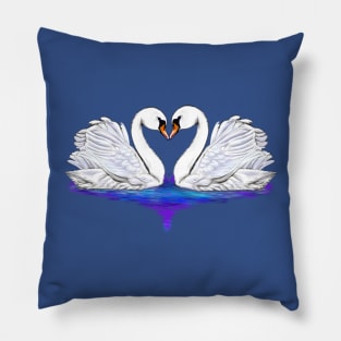 The Best Valentine’s Day Gift ideas 2022, Swan couple - beautiful white swans facing each other to form a heart shape Pillow