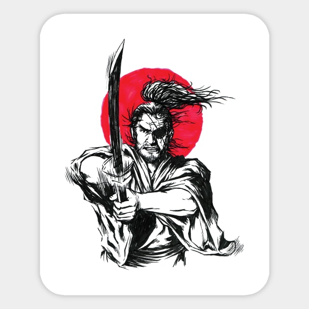 Red Sun Samurai Samurai Sticker TeePublic