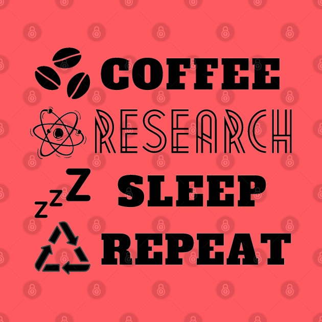 Coffee research sleep repeat in black by Starlight Tales