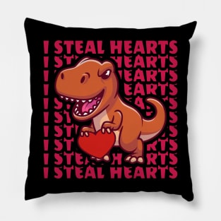 valentines day dinosaur - I steal hearts Pillow