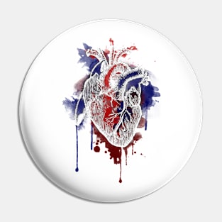 Digital Anatomical Watercolor Heart (White Version) Pin