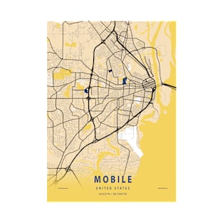 Mobile - United States Yellow City Map T-Shirt