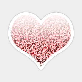 Ombre red and white swirls doodles heart Magnet