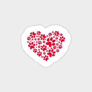 red paw prints heart Magnet