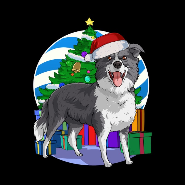 Border Collie Cute Santa Christmas Gift by Noseking