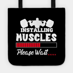 Installing Muscles Weightlifting Fitness Motivation Tote