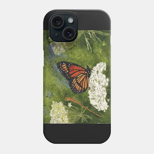 Viceroy Butterfly On Queen Anne's Lace Watercolor Batik Phone Case by ConniSchaf