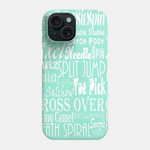 Mint Figure Skating Subway Style Typographic Design Phone Case by PurposelyDesigned