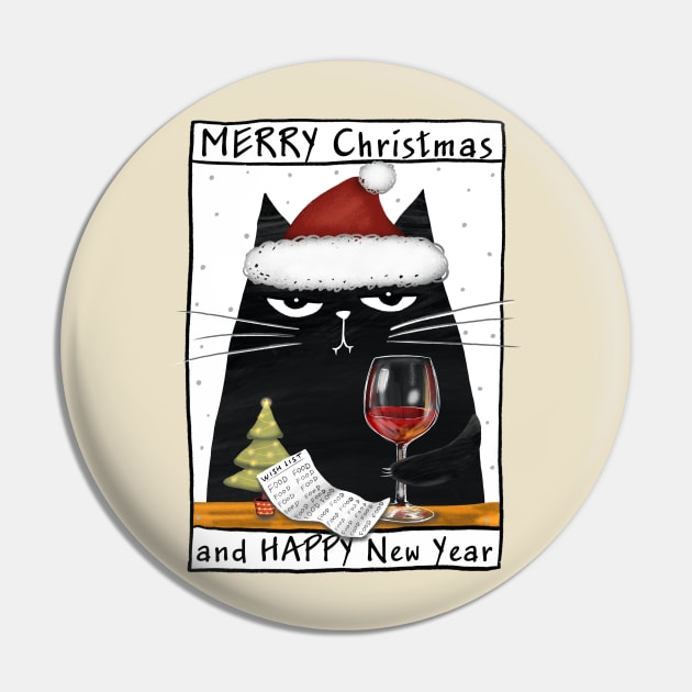 Merry Christmas - Black cats with Santa hat. Pin by Olena Tyshchenko