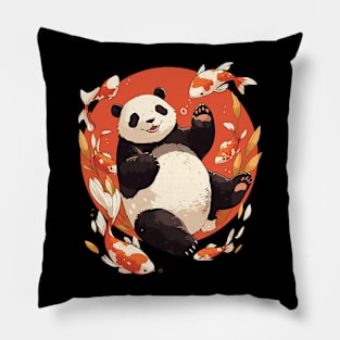 panda and koi Pillow