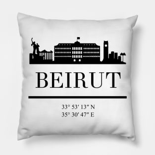 BEIRUT LEBANON BLACK SILHOUETTE SKYLINE ART Pillow